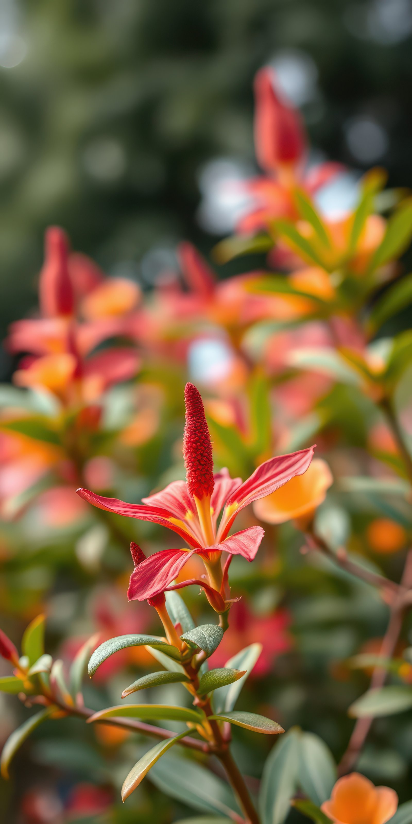 Flowering plant blossoms in vibrant colors during bright daylight
